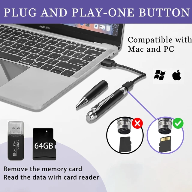 Alt view image 3 of 5 - 64GB Nanny Cam Security Camera, HD 1080P Mini Body Camera for Indoor Outdoor
