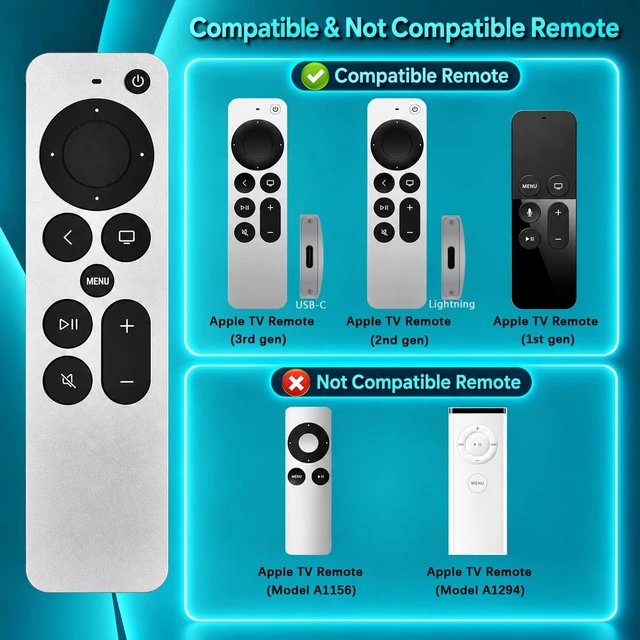 Alt view image 3 of 5 - Replacement Remote for Apple TV HD & 4K,Rechargable and Bluetooth Edition