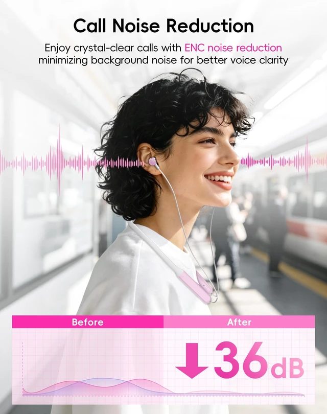 Alt view image 3 of 5 - Tiffmoo Wireless Neckband Bluetooth Headphones with Microphone