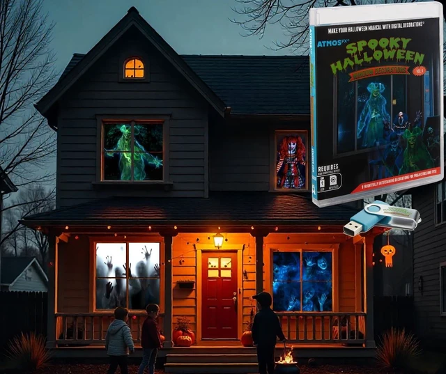 Main image of AtmosFX Spooky Halloween Digital Decoration on USB Includes 9 Atmosfx Video Effects for Hallloween