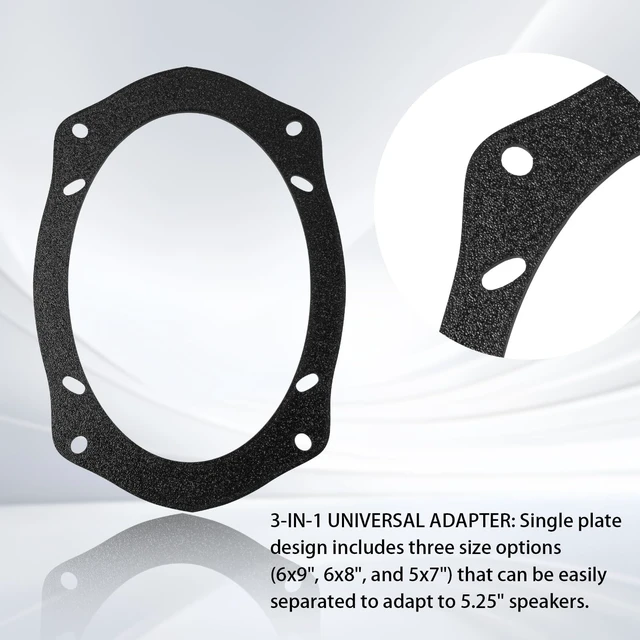 Alt view image 2 of 5 - JcoGel 2 Pack Universal Speaker Adapter Plates 6x9 to 6x8 Speaker Adapter Conversion Kit for Car, Boat & Marine Stereo Systems, 3-in-1 Design with 5.25" Option