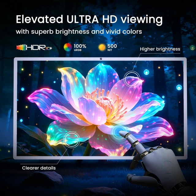 Alt view image 2 of 5 - Bisprico 32" Portable Smart TV on Wheels, Qualcomm CPU, EDLA-Certified, Built-in 22000mAh Battery, 16+128GB, Android 14 OS Rolling Tablet TV, Full Swivel Rotation, Remote Control, 13MP Webcam