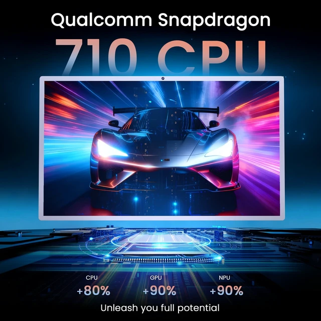 Alt view image 3 of 5 - Bisprico 32" Portable Smart TV on Wheels, Qualcomm CPU, EDLA-Certified, Built-in 22000mAh Battery, 16+128GB, Android 14 OS Rolling Tablet TV, Full Swivel Rotation, Remote Control, 13MP Webcam