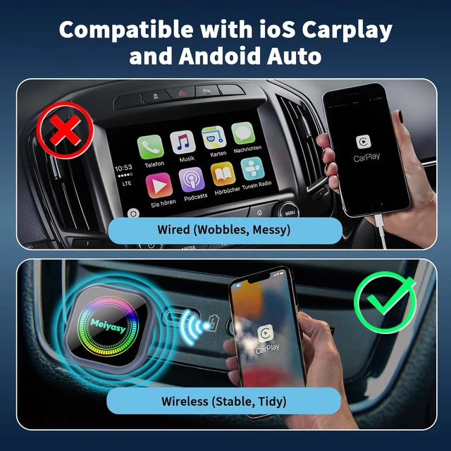 Alt view image 4 of 5 - 2026 Upgraded Wireless CarPlay Adapter for iPhone, Compact Mini Metal Shell Design Small Size, (New Update) Plug and Play, Fast and Stable Connection CarPlay Adapter for Apple iOS Android (Navy
