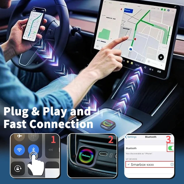 Alt view image 3 of 5 - 2026 Upgraded Wireless CarPlay Adapter for iPhone, Compact Mini Metal Shell Design Small Size, (New Update) Plug and Play, Fast and Stable Connection CarPlay Adapter for Apple iOS Android (Navy