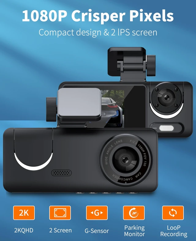 Alt view image 2 of 5 - Dash Cam for Car, Front Dual Channel Dash Cam WiFi, Dash Camera for Cars 2.0" IPS Screen, App Control, G-Sensor, Loop Recording, 170 Wide Angle, Night Vision, Parking Mode