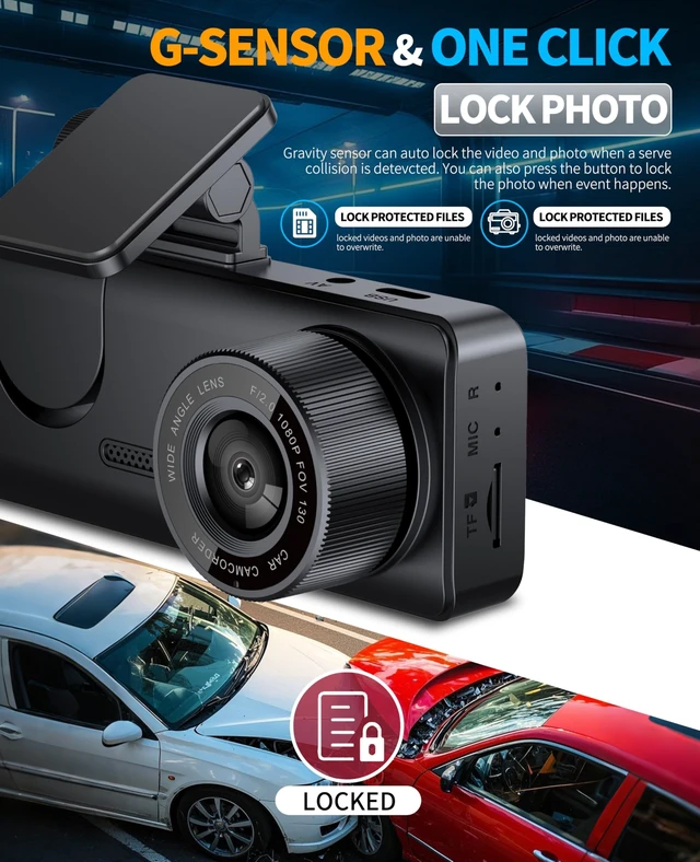 Alt view image 5 of 5 - Dash Cam for Car, Front Dual Channel Dash Cam WiFi, Dash Camera for Cars 2.0" IPS Screen, App Control, G-Sensor, Loop Recording, 170 Wide Angle, Night Vision, Parking Mode