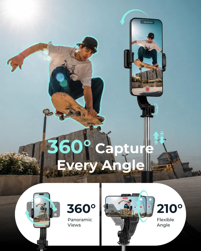 Alt view image 4 of 5 - DUCLUS 67" Phone Tripod & Selfie Stick, Extendable Cell Phone Tripod Stand with Wireless Remote, 360 Rotation Portable Tripod for iPhone Android, Video Recording, Vlogging, Live Streaming
