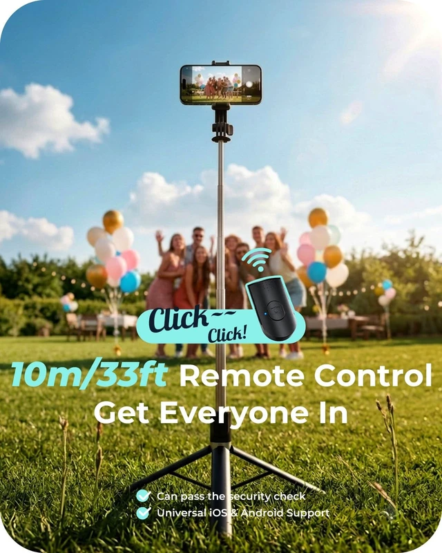 Alt view image 5 of 5 - DUCLUS 67" Phone Tripod & Selfie Stick, Extendable Cell Phone Tripod Stand with Wireless Remote, 360 Rotation Portable Tripod for iPhone Android, Video Recording, Vlogging, Live Streaming