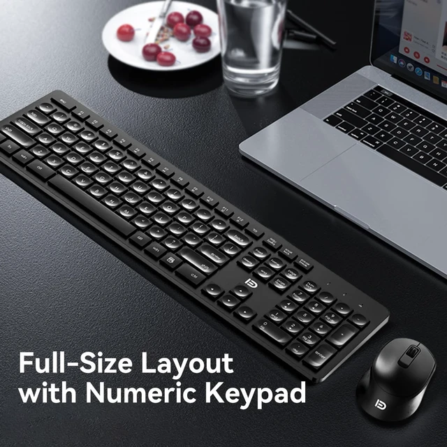 Alt view image 2 of 5 - MangoEra Silent Wireless Keyboard and Mouse Combo, Full Size Number Pad