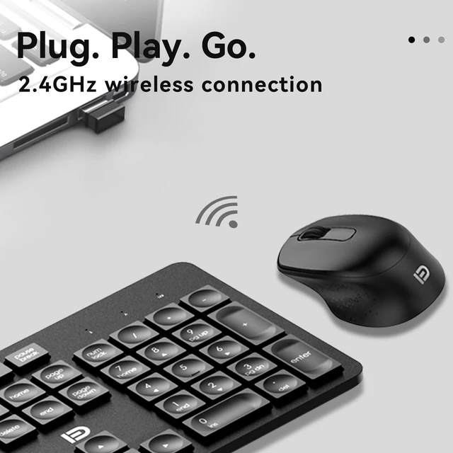 Alt view image 3 of 5 - MangoEra Silent Wireless Keyboard and Mouse Combo, Full Size Number Pad
