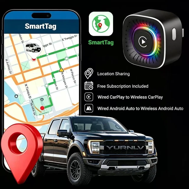 Alt view image 4 of 5 - MAKASRI Wireless CarPlay Adapter & GPS Tracker, 2-in-1 Mini USB Dongle with Fast Auto Reconnect CarPlay Wireless Adapter, Plug and Play for OEM Factory Wired CarPlay Vehicles