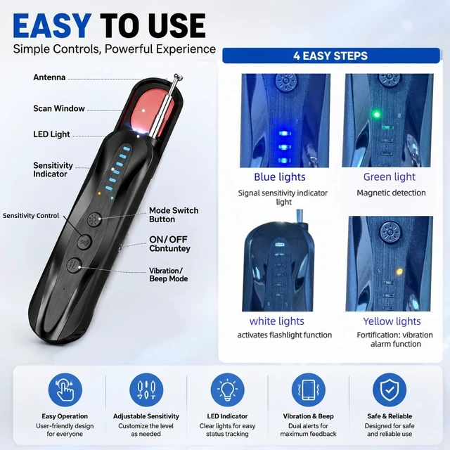 Alt view image 4 of 5 - Hidden Camera Detector,RF Signal & Infrared Lens Finder Privacy Device