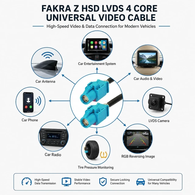 Alt view image 2 of 5 - supmory FAKRA Z Female to Female 4 Core Universal Video Cable LVDS 535 High Speed Data Wire - Universal Car Rear View Camera Video Lead for various car models - RGB Signal Transmission Adapter (10 ft)