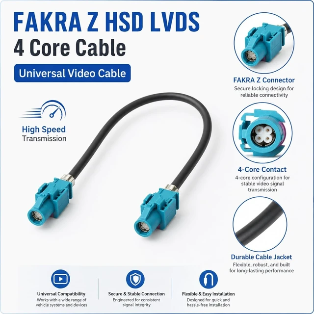 Alt view image 3 of 5 - supmory FAKRA Z Female to Female 4 Core Universal Video Cable LVDS 535 High Speed Data Wire - Universal Car Rear View Camera Video Lead for various car models - RGB Signal Transmission Adapter (10 ft)