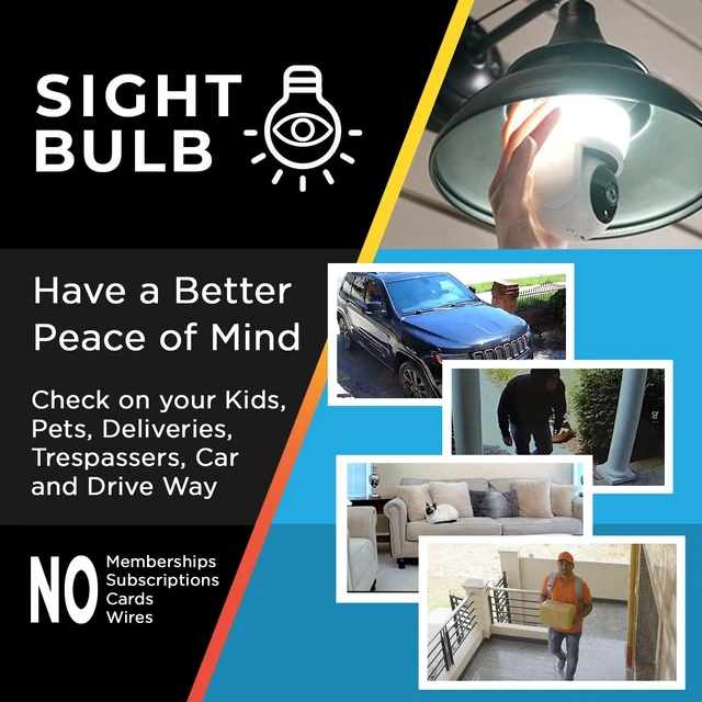 Alt view image 5 of 5 - Sight Bulb Pro Security Camera with 80 Watt Equivalent LED Light, Two Way Talk, HD Video WiFi Smart Camera, Perfect for Indoor Outdoor Night Vision Motion Detection