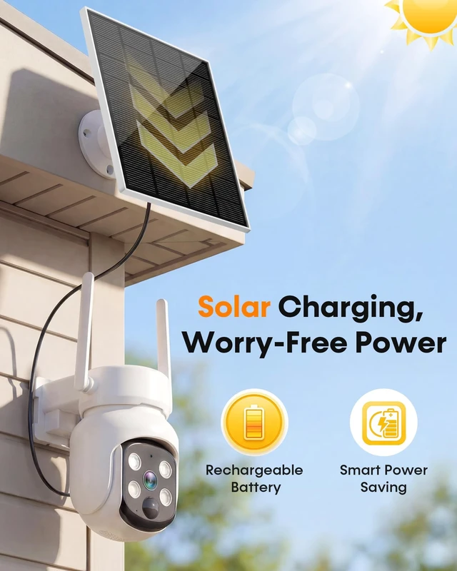 Alt view image 2 of 5 - BOTDOYS Solar Camera Security Outdoor: Wireless Surveillance Cameras Auto Tracking Remote APP Access with 360 Pan 2K Color Night Vision for Front Door, Porch, Backyard