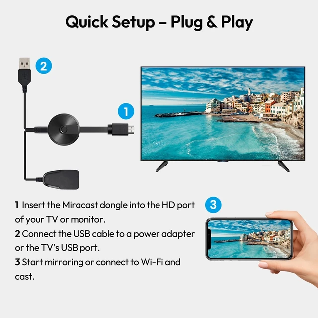 Alt view image 2 of 5 - 2026 Wireless HDMI Display Adapter, 4K Miracast Dongle Screen Mirroring Adapter for TV, Video Audio Photos from Smartphone Tablet Laptop to TV Monitor Projector, Supports Android iOS Windows ma