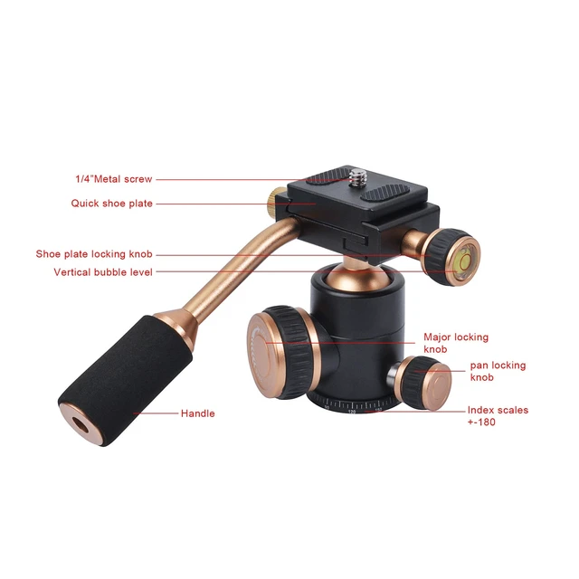 Alt view image 5 of 5 - Tripod Head, Flexi-Tilt Universal Ball Head with Quick Release Plate, 1/4 Screw for DSLR Camera, Video Camcorder, Cellphone/Pad, Mirrorless Cameras, Ring Light, Selfie