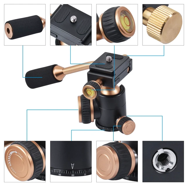 Alt view image 2 of 5 - Tripod Head, Flexi-Tilt Universal Ball Head with Quick Release Plate, 1/4 Screw for DSLR Camera, Video Camcorder, Cellphone/Pad, Mirrorless Cameras, Ring Light, Selfie