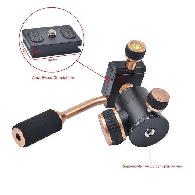 Alt view image 3 of 5 - Tripod Head, Flexi-Tilt Universal Ball Head with Quick Release Plate, 1/4 Screw for DSLR Camera, Video Camcorder, Cellphone/Pad, Mirrorless Cameras, Ring Light, Selfie