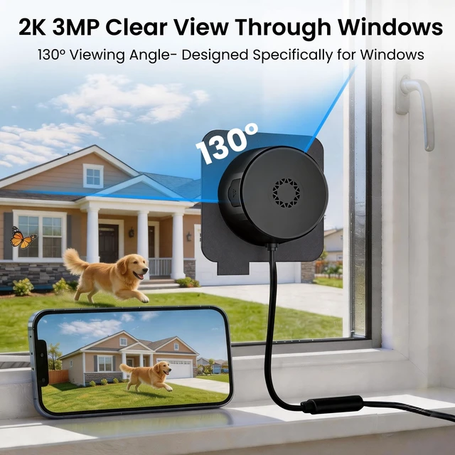 Alt view image 3 of 5 - 2 PackWindow Camera, 2K 3MP WiFi Dome Cameras for Home Security for Indoor & Outdoor Monitoring, with Full Color Starlight Night Vision, AI Human/Motion Detection, Easy Install, 24/7 Recording