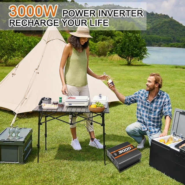 Alt view image 4 of 5 - 3000 Watt car Power Inverter 12V to 110V /120V for RV semi Trucks Vehicles Power Converter with with 1 USB Ports and 3 AC Outlet- 3000W Inverter