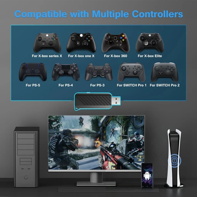 Alt view image 3 of 5 - IWGAME Adapter Gamepad for PS-5/PS-4/PC, SupportsTurbo/Macro Features
