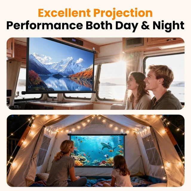Alt view image 3 of 5 - 40 Inch Small Projector Screen, Upgrade Portable Pull Down & Roll Up Projector Screen for Car, SUV, RV, MPV, 16:9 HD 4K Mini Drop Down/Roll Down Movie Screen for Bedroom, Vans, Tent, Manual Rolling