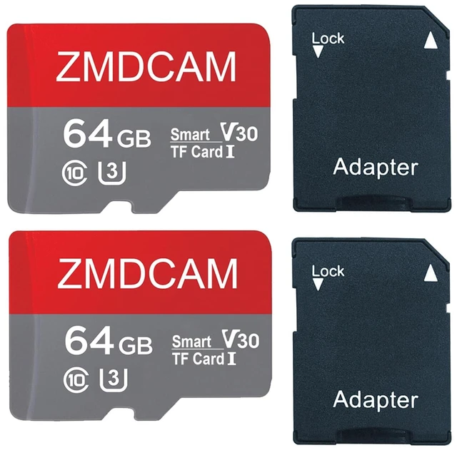 Main image of 2 Pack 64GB TF Card with Adapter UHS-I U3 Class 10 V30 Memory Card