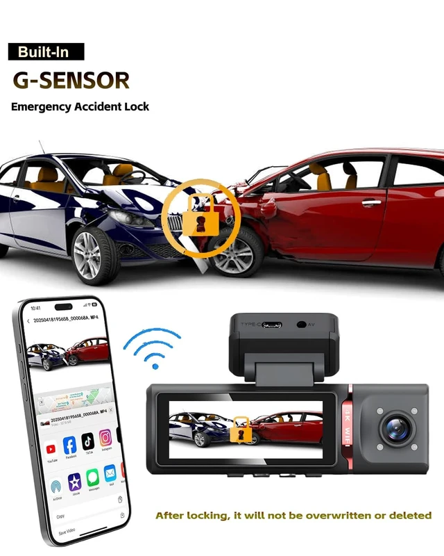 Alt view image 5 of 5 - CruGEos M6 4K 3 Channel Dash Cam Front and Rear Inside