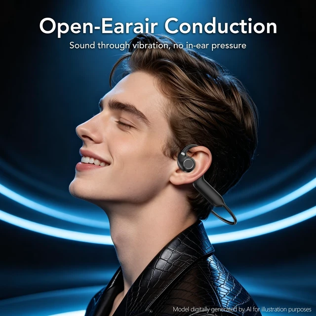 Alt view image 3 of 5 - BEARTAIN E12 Bone Conduction Headphones with Camera, Hand-Free POV Camera Headphones, AI Functions, IP54 Waterproof, Bluetooth Open-Ear Wireless Sports Headset for Running Cycling with APP