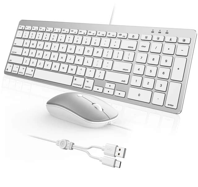 Main image of Wired Keyboard and Mouse for Mac, with Number Pad, USB-C/USB-A Plug & Play
