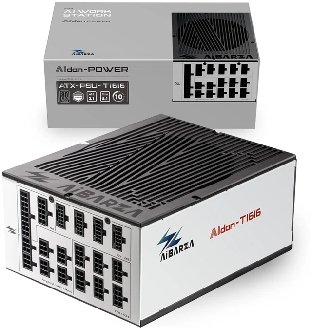 Main image of AiBARZA Aidan-T1616 1616W ATX Titanium PSU, Fully Modular, 80 Plus & Cybenetics Titanium Certified, AI-TRE Smart Power Regulation, Native 12VHPWR x4, AI Turbo Mode +12% Output, for AI Workstation