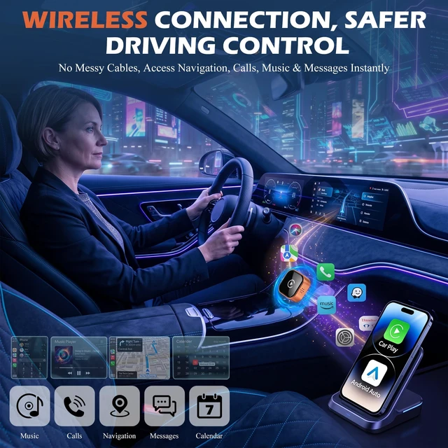 Alt view image 3 of 5 - Wireless CarPlay Adapter, 2-in-1 Mini CarPlay Wireless Adapter Plug & Play