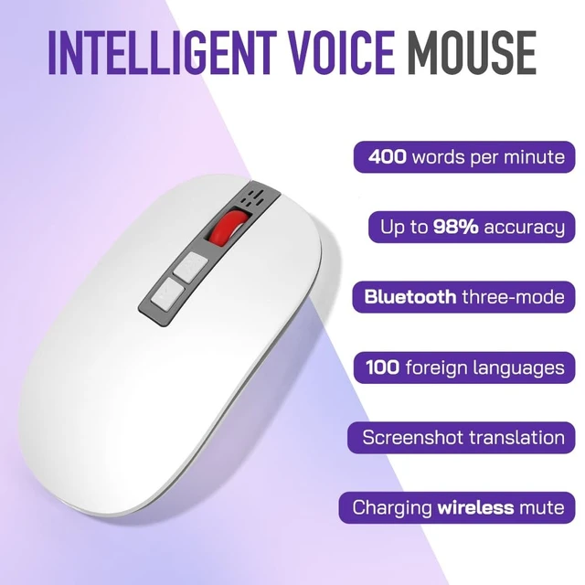 Alt view image 2 of 5 - Askyorte AI Mouse with Voice Recorder, Real-Time Transcription Translation, Summarization & Presentation Remote, Ergonomic for Office Remote Work High-Performance Device