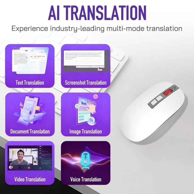 Alt view image 3 of 5 - Askyorte AI Mouse with Voice Recorder, Real-Time Transcription Translation, Summarization & Presentation Remote, Ergonomic for Office Remote Work High-Performance Device