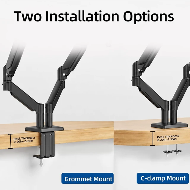Alt view image 4 of 5 - Heavy Duty Dual Monitor Arm Desk Mount Gas Spring for 13-32 Inch Screens