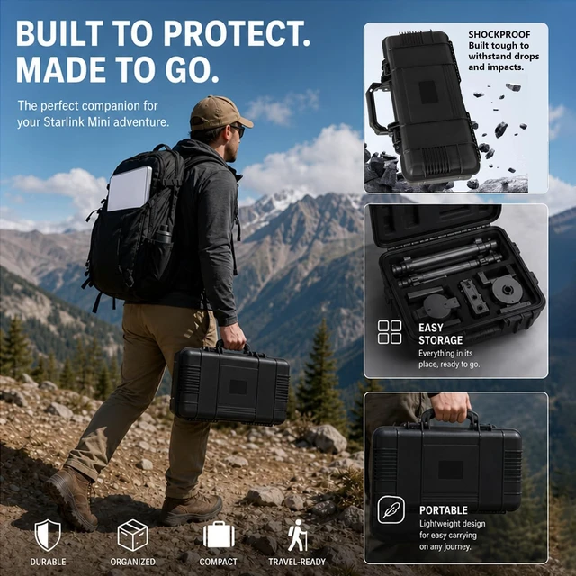 Alt view image 5 of 5 - Starlink Mini Tripod Mount Kit with Adapter, Height Adjustable Starlink Mini Stand with 360 Tilt, Sturdy Portable Satellite Internet Mount with Ground Pegs for Camping, RV, Travel, Outdoor Use