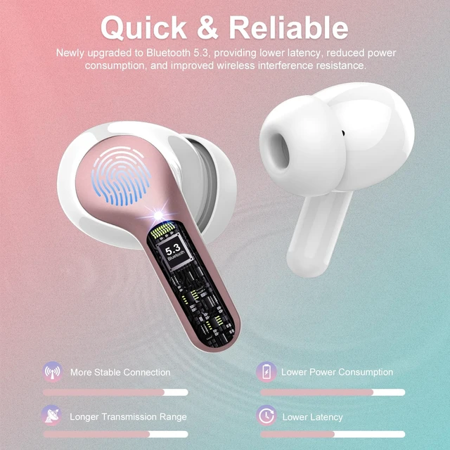 Alt view image 2 of 5 - Wireless Earbuds, Bluetooth 5.3 Headphones HiFi Stereo, Bluetooth Earbuds