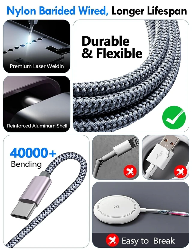 Alt view image 5 of 5 - 2Pack Travel Essentials for Apple Watch Charger,3-in-2 Multi Charging Cable