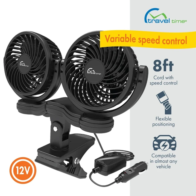 Alt view image 2 of 5 - Travel Time 12V Twin Fan Variable Speed, Black - Universal for Most Vehicles, Variable-Speed Control, Cooling Fan for Cars & Trucks