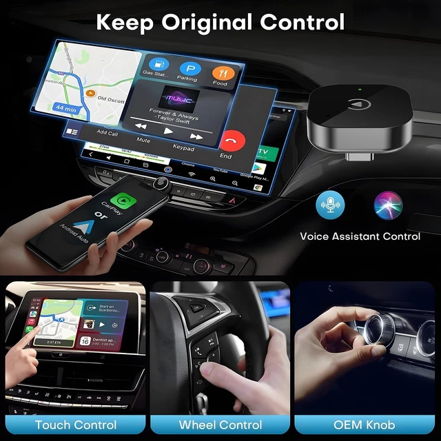 Alt view image 5 of 5 - Diojran USB C Wireless CarPlay & Android Auto Adapter, Wired to Wireless Dongle ^^ Plug & Play Compatible with iPhone & Android Smartphones,WiFi 6.0 Stable Connection & No Latency.