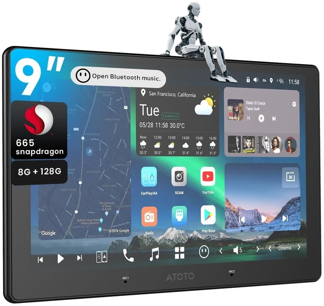Main image of X10 9" QLED Android Car Stereo, 8GB+128GB, Wireless CarPlay&Android Auto