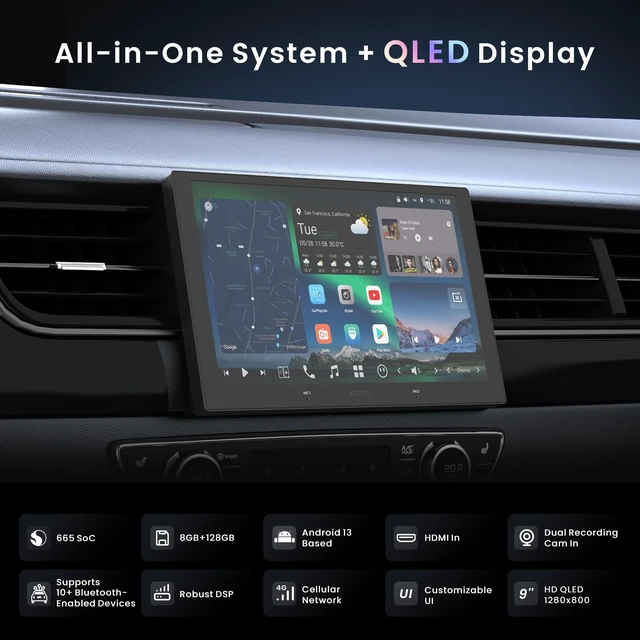 Alt view image 2 of 5 - X10 9" QLED Android Car Stereo, 8GB+128GB, Wireless CarPlay&Android Auto