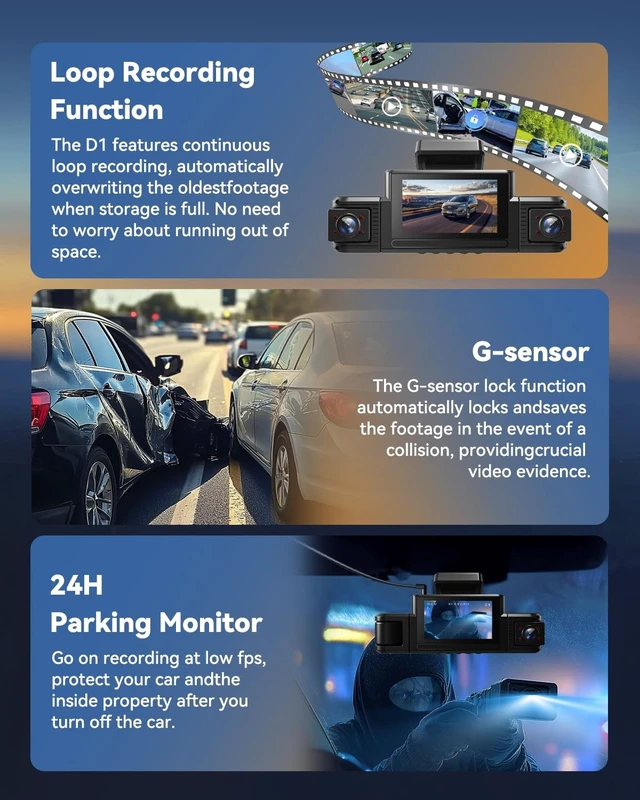 Alt view image 4 of 5 - 4 Channel Dash Camera for Car, 360 Dash Cam Front and Rear Left Right