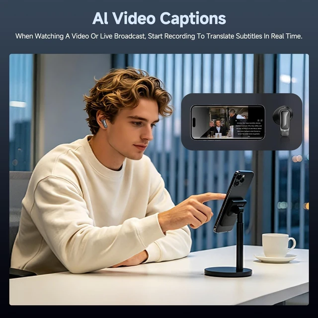 Alt view image 5 of 5 - BEARTAIN NE72 AI Translation Earbuds in Real Time, Language Translator Headphones with LCD Touch Screen Audifonos Traductores Ingles Espanol Support 170 Languages for Travel Business
