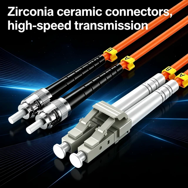 Alt view image 2 of 5 - SK-LINK OM2 LC to ST Multimode Fiber Patch Cable 20m/66ft Duplex LSZH