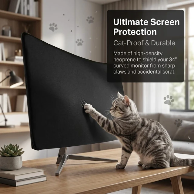 Alt view image 4 of 5 - Dust Cover for Sceptre 34" Curved Ultrawide Monitor, Neoprene