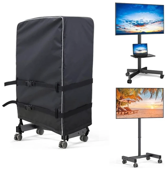 Main image of 70-75 Inch Windproof Outdoor TV Trolley Cover, Heavy Duty Oxford Weatherproof Dustproof Cover for Mobile Rolling TV Stand(70''L x15''W x 57''H)